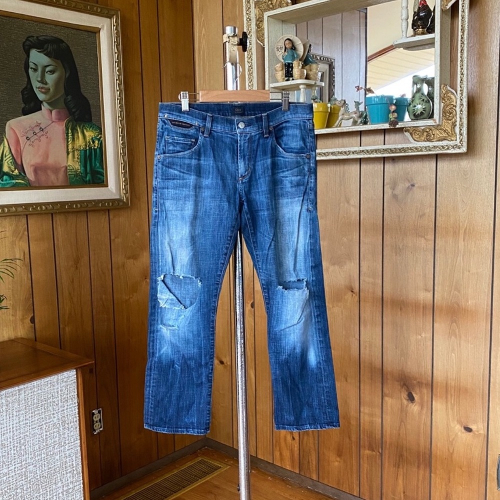 distressed, cropped citizen of humanity jeans
